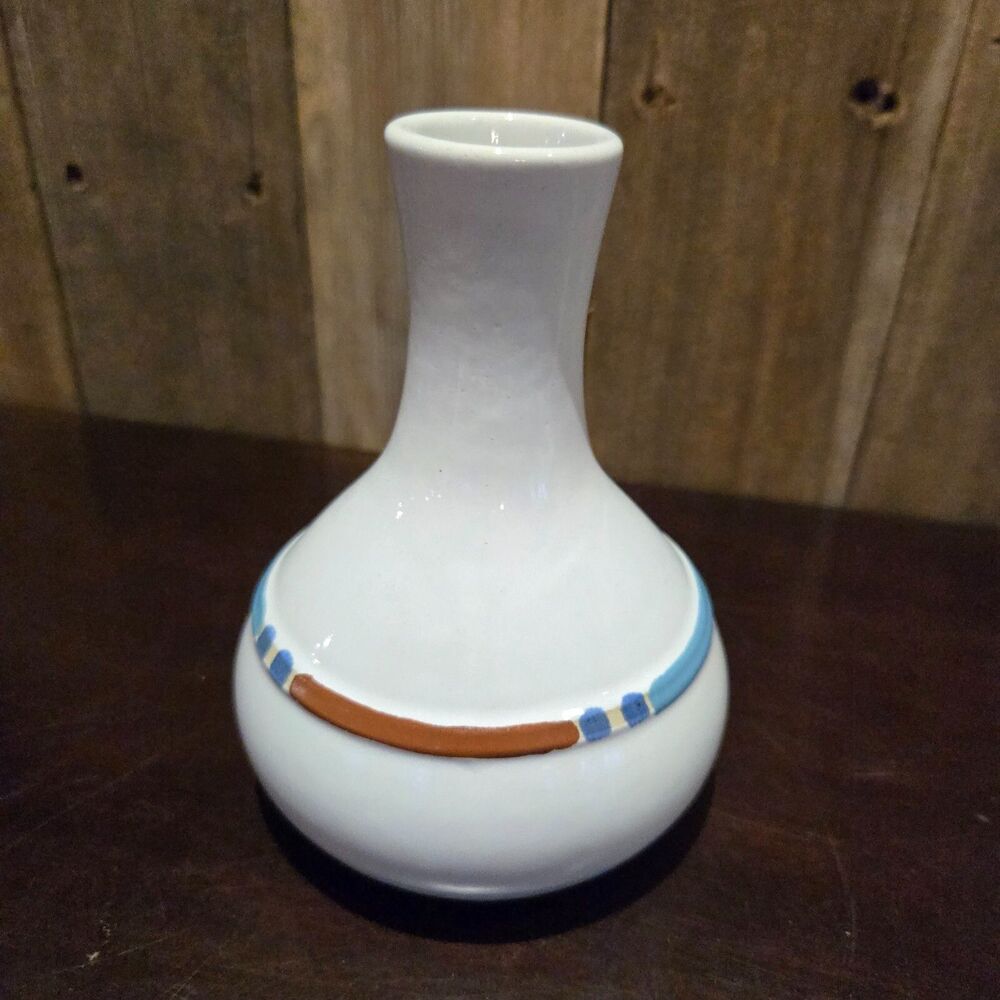 Vintage Dansk White Sand Mesa Portugal bud Vase 5" Turquoise southwestern aztec‎